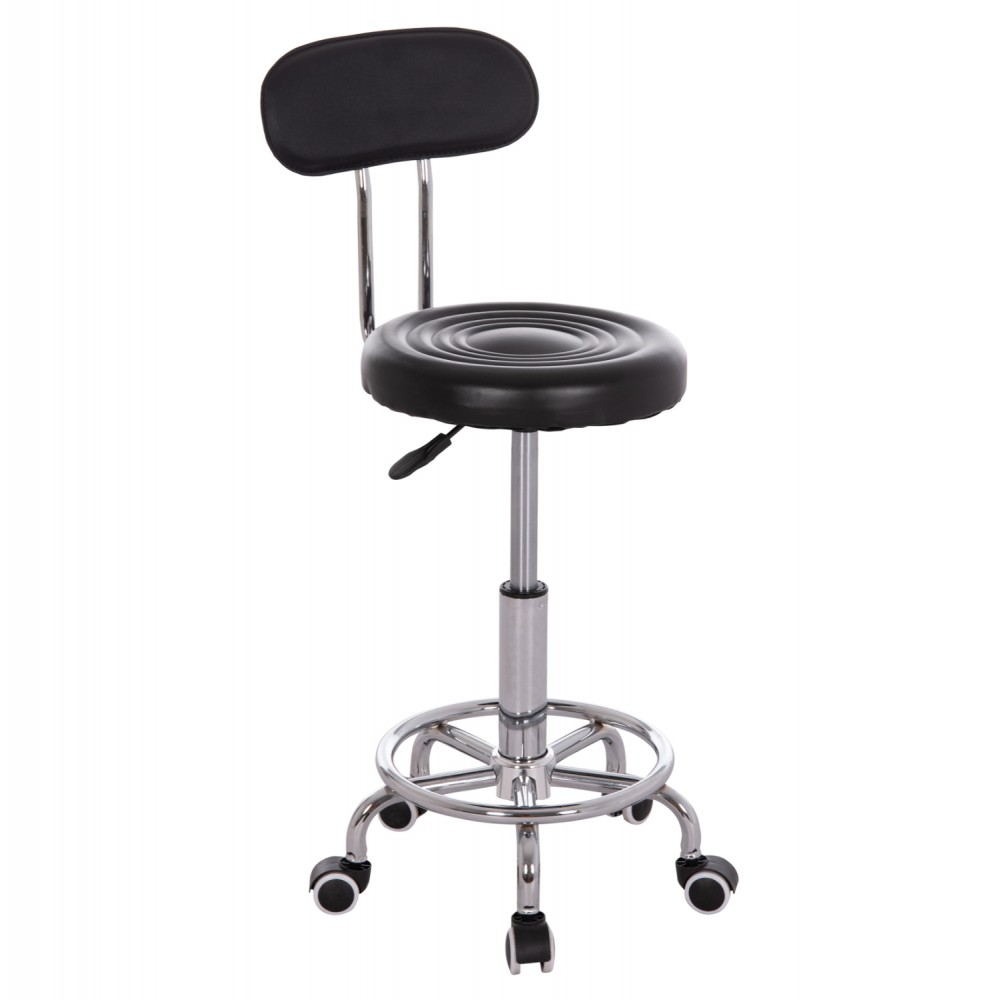 Σκαμπό γραφείου-σχεδιαστηρίου "IRIS" περιστρεφόμενο από pu/μέταλλο σε χρώμα μαύρο/χρωμίου 34x43x86.5