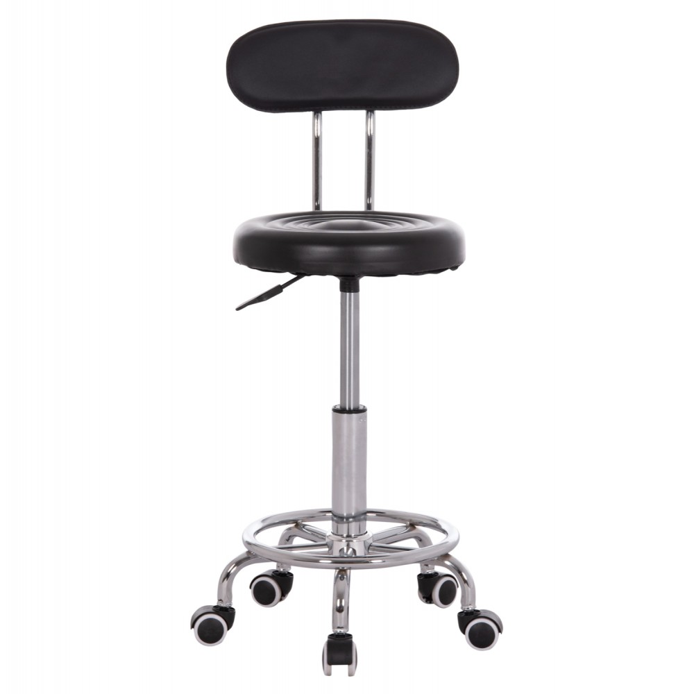 Σκαμπό γραφείου-σχεδιαστηρίου "IRIS" περιστρεφόμενο από pu/μέταλλο σε χρώμα μαύρο/χρωμίου 34x43x86.5