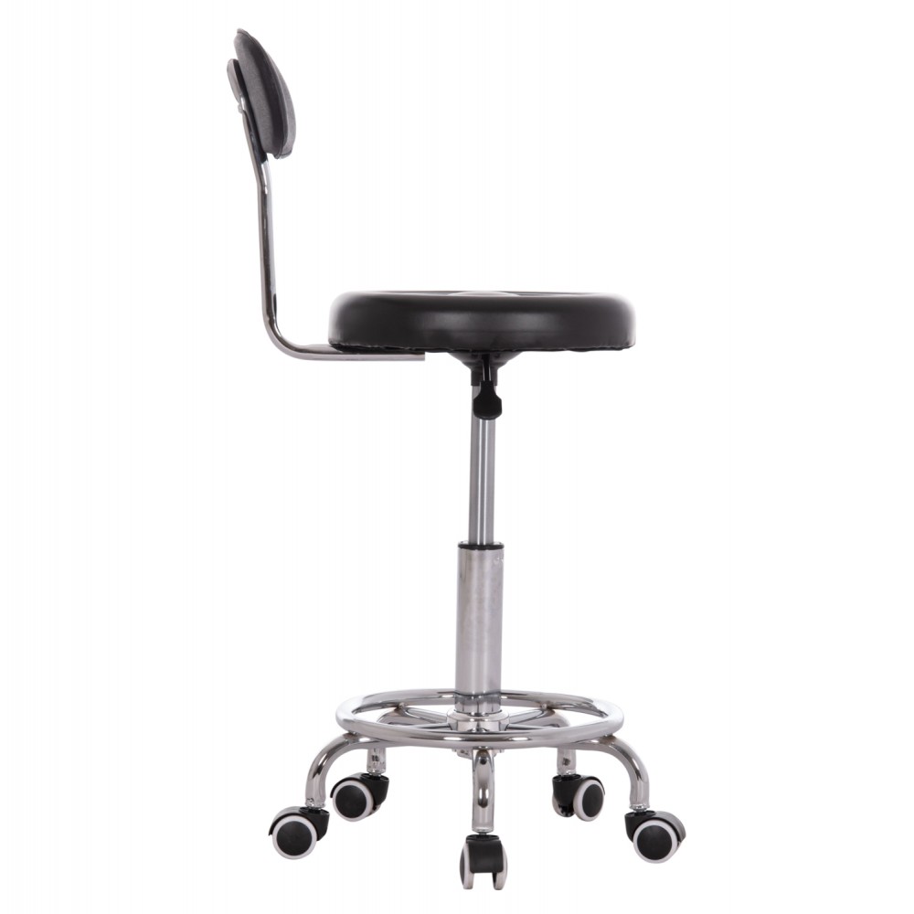 Σκαμπό γραφείου-σχεδιαστηρίου "IRIS" περιστρεφόμενο από pu/μέταλλο σε χρώμα μαύρο/χρωμίου 34x43x86.5