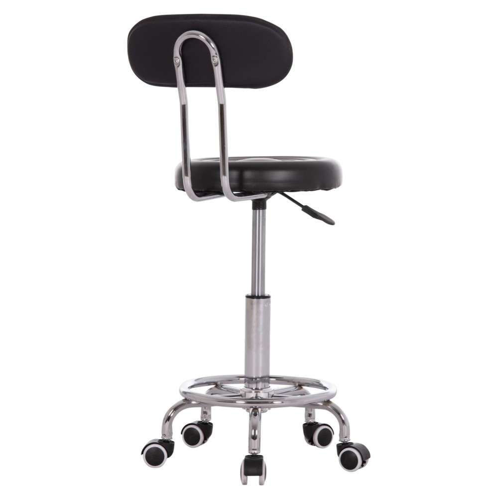 Σκαμπό γραφείου-σχεδιαστηρίου "IRIS" περιστρεφόμενο από pu/μέταλλο σε χρώμα μαύρο/χρωμίου 34x43x86.5