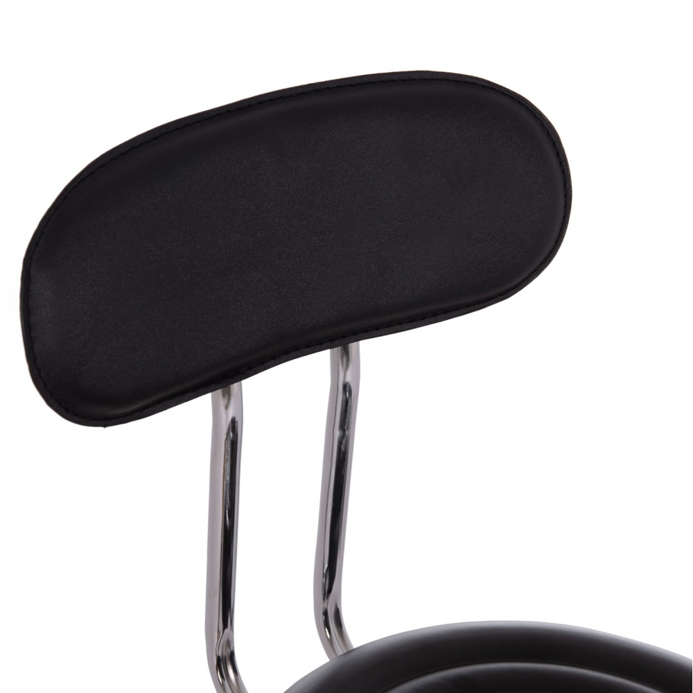 Σκαμπό γραφείου-σχεδιαστηρίου "IRIS" περιστρεφόμενο από pu/μέταλλο σε χρώμα μαύρο/χρωμίου 34x43x86.5