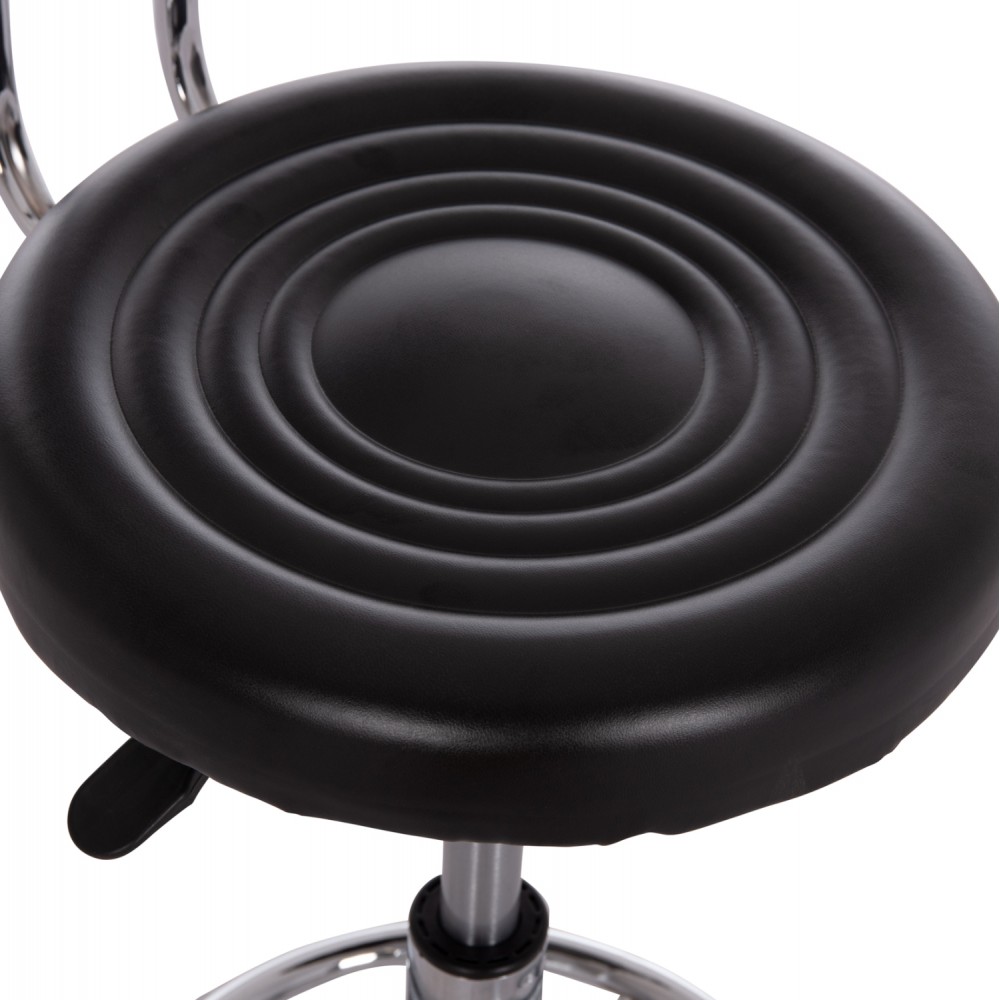 Σκαμπό γραφείου-σχεδιαστηρίου "IRIS" περιστρεφόμενο από pu/μέταλλο σε χρώμα μαύρο/χρωμίου 34x43x86.5