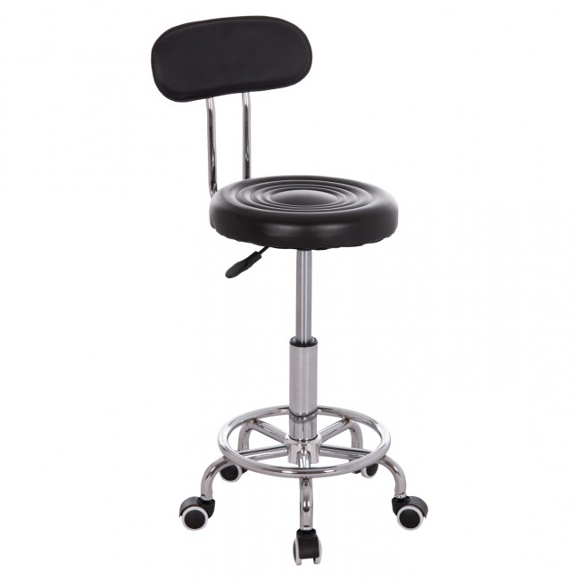 Σκαμπό γραφείου-σχεδιαστηρίου "IRIS" περιστρεφόμενο από pu/μέταλλο σε χρώμα μαύρο/χρωμίου 34x43x86.5