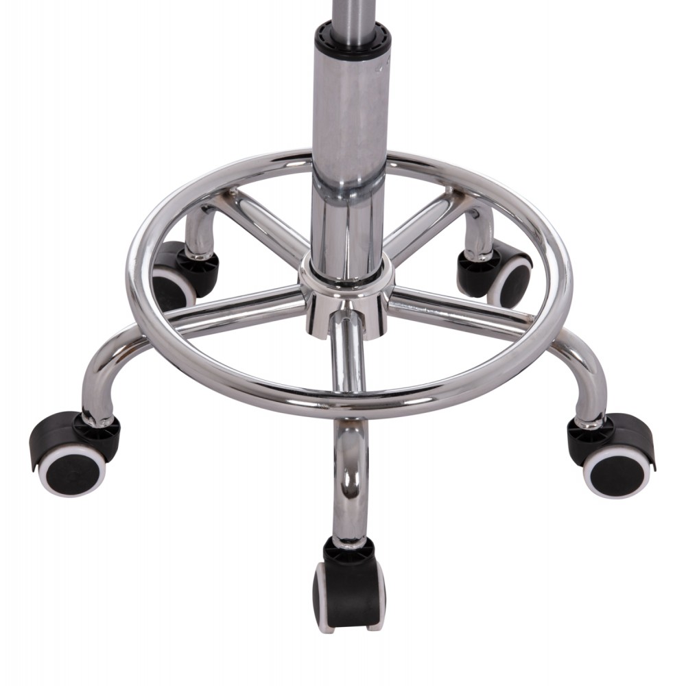 Σκαμπό γραφείου-σχεδιαστηρίου "IRIS" περιστρεφόμενο από pu/μέταλλο σε χρώμα μαύρο/χρωμίου 34x43x86.5