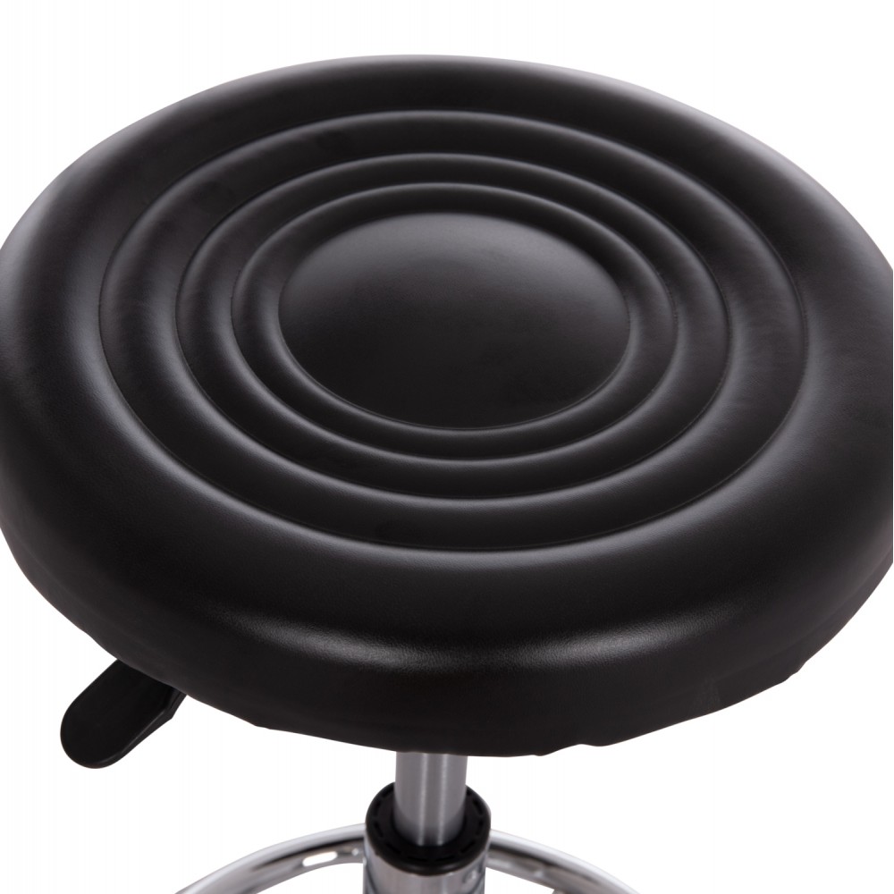 Σκαμπό γραφείου-σχεδιαστηρίου "IRIS" περιστρεφόμενο από pu/μέταλλο σε χρώμα μαύρο/χρωμίου Φ32x45-60