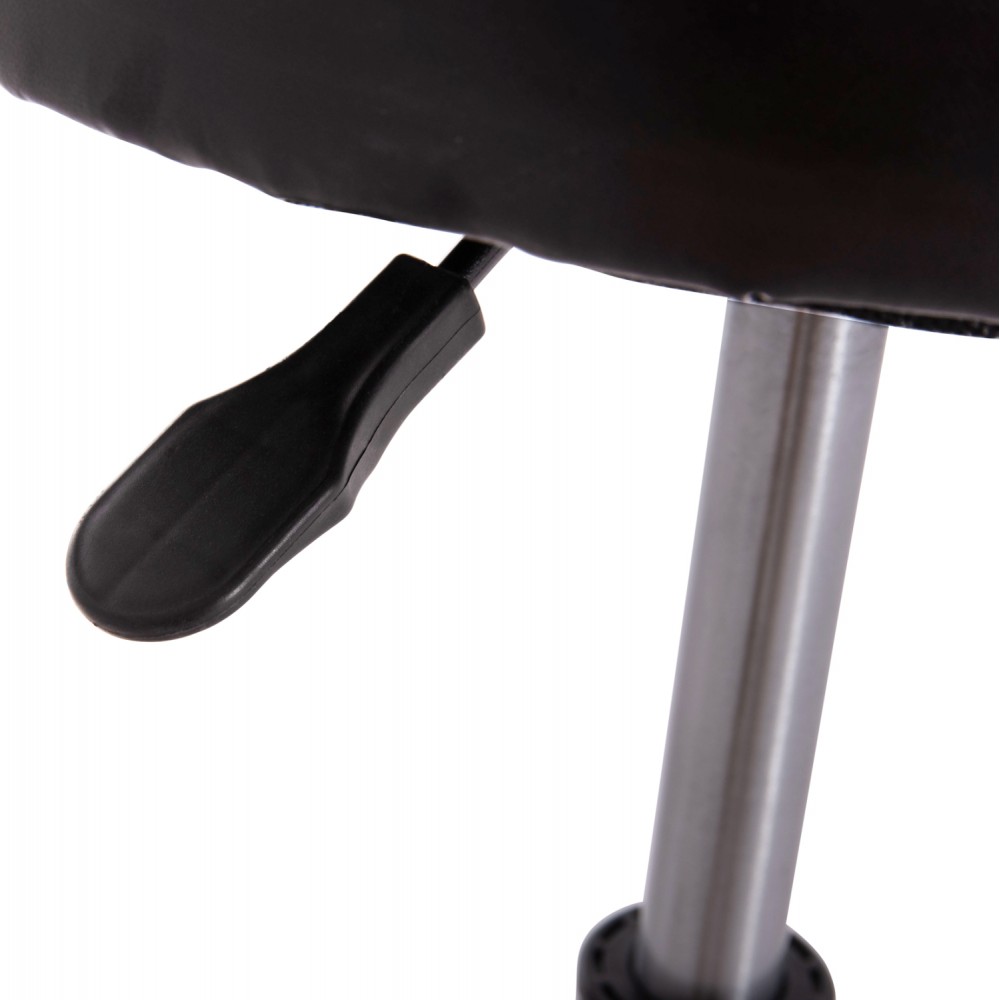 Σκαμπό γραφείου-σχεδιαστηρίου "IRIS" περιστρεφόμενο από pu/μέταλλο σε χρώμα μαύρο/χρωμίου Φ32x45-60