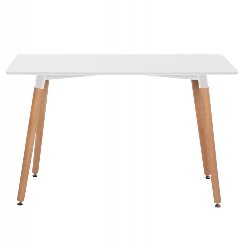 Σετ τραπεζαρίας "MINIMAL" 5τμχ από ξύλο/mdf/ύφασμα σε χρώμα λευκό/μπεζ 120x80x73