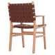 Πολυθρόνα τραπεζαρίας "FELIPE" από ξύλο/pu σε χρώμα φυσικό/καφέ 61x59x86