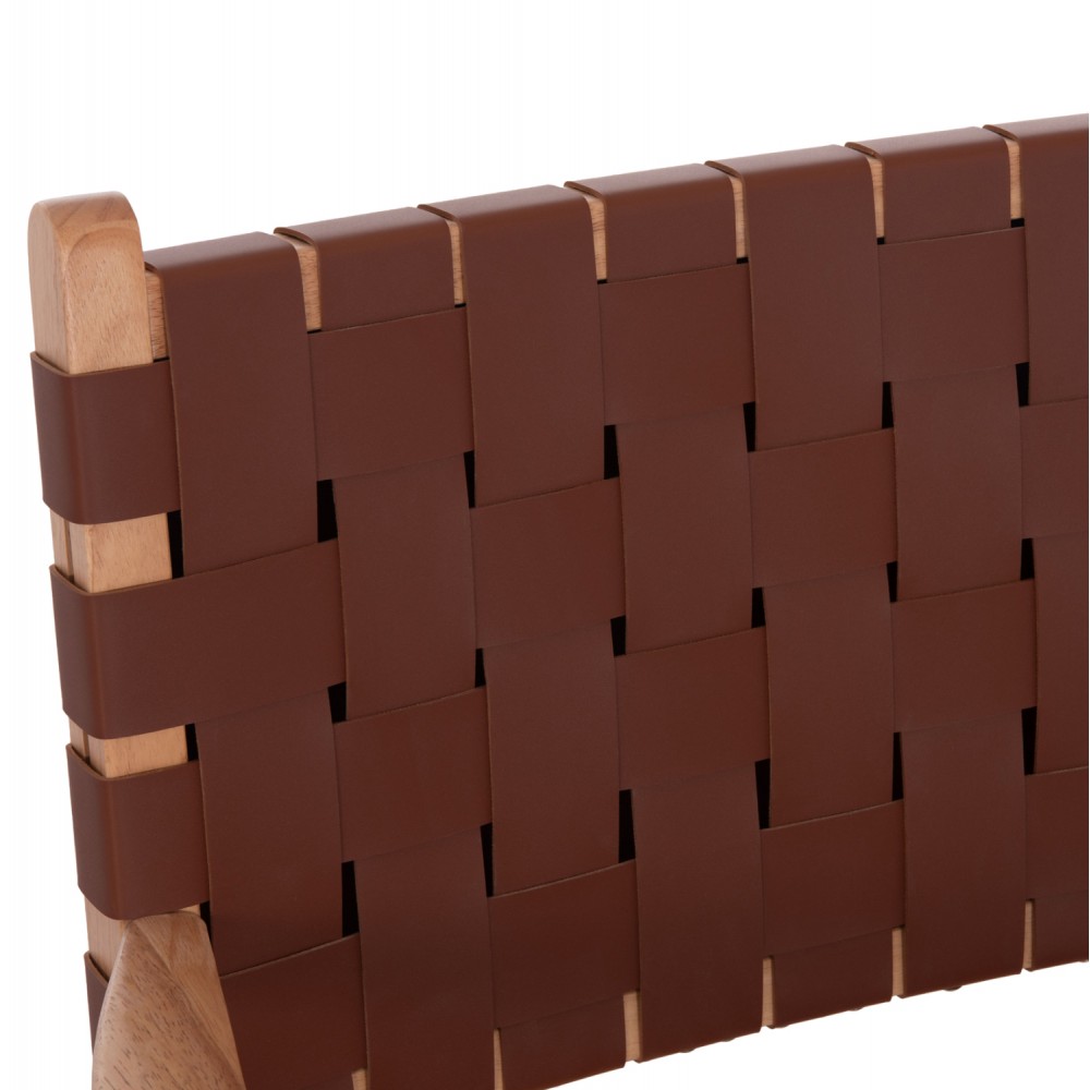 Πολυθρόνα τραπεζαρίας "FELIPE" από ξύλο/pu σε χρώμα φυσικό/καφέ 61x59x86