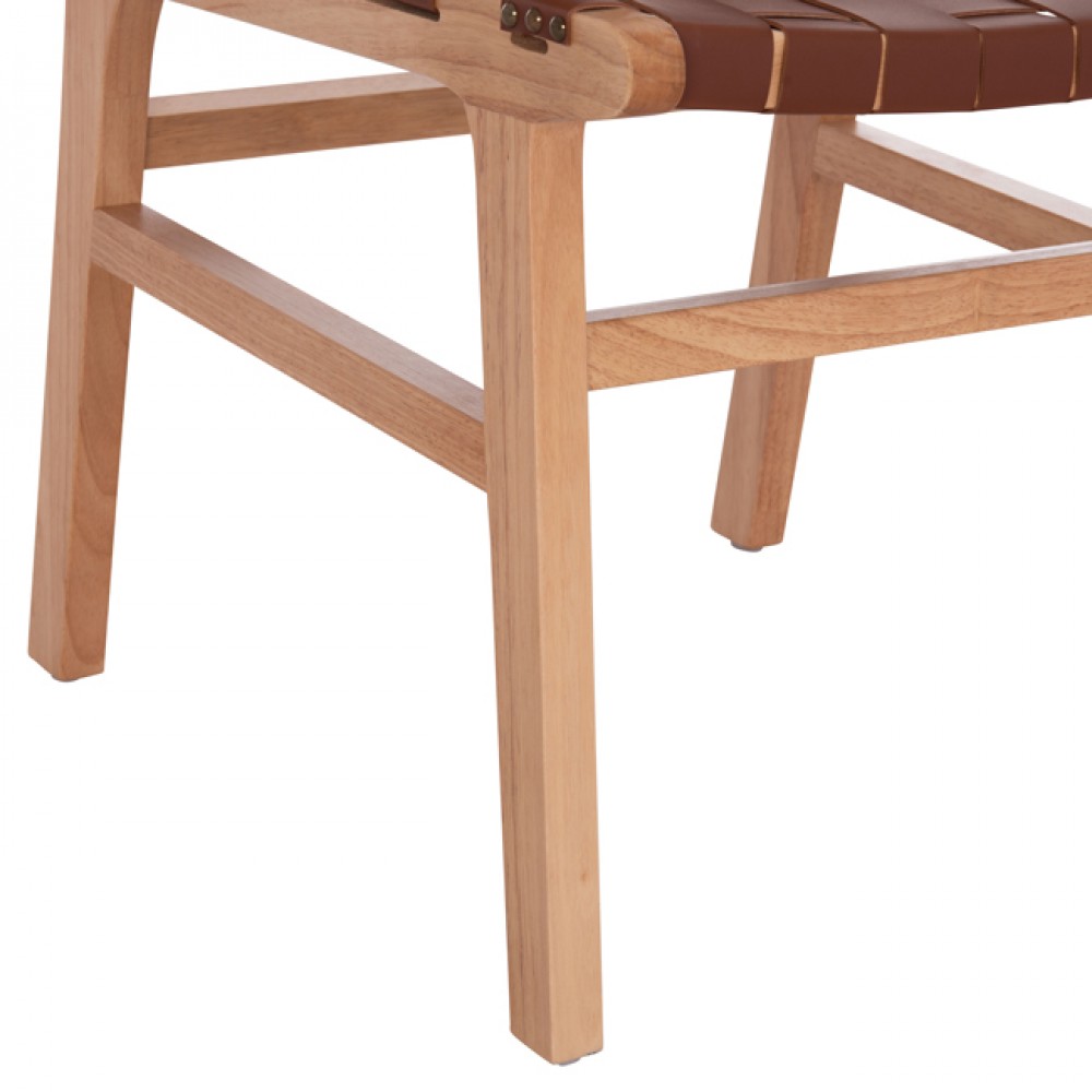 Πολυθρόνα τραπεζαρίας "FELIPE" από ξύλο/pu σε χρώμα φυσικό/καφέ 61x59x86