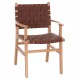 Πολυθρόνα τραπεζαρίας "FELIPE" από ξύλο/pu σε χρώμα φυσικό/καφέ 61x59x86