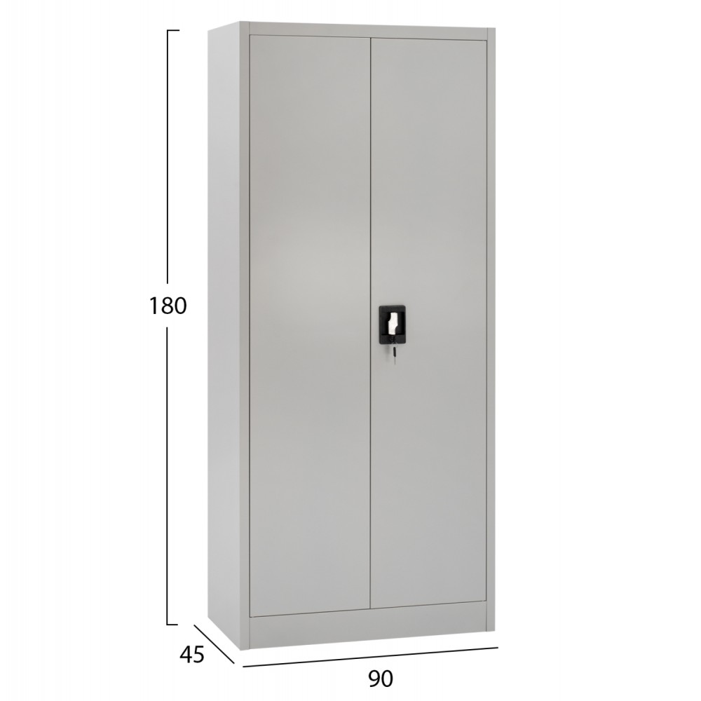 Ντουλάπα δίφυλλη μεταλλική σε χρώμα ανοιχτό γκρι 90x40x180