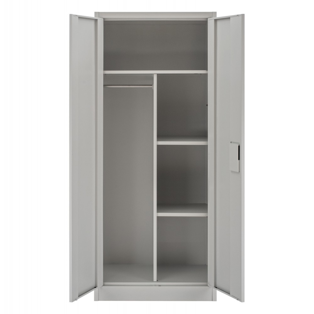Ντουλάπα δίφυλλη μεταλλική σε χρώμα ανοιχτό γκρι 90x40x180