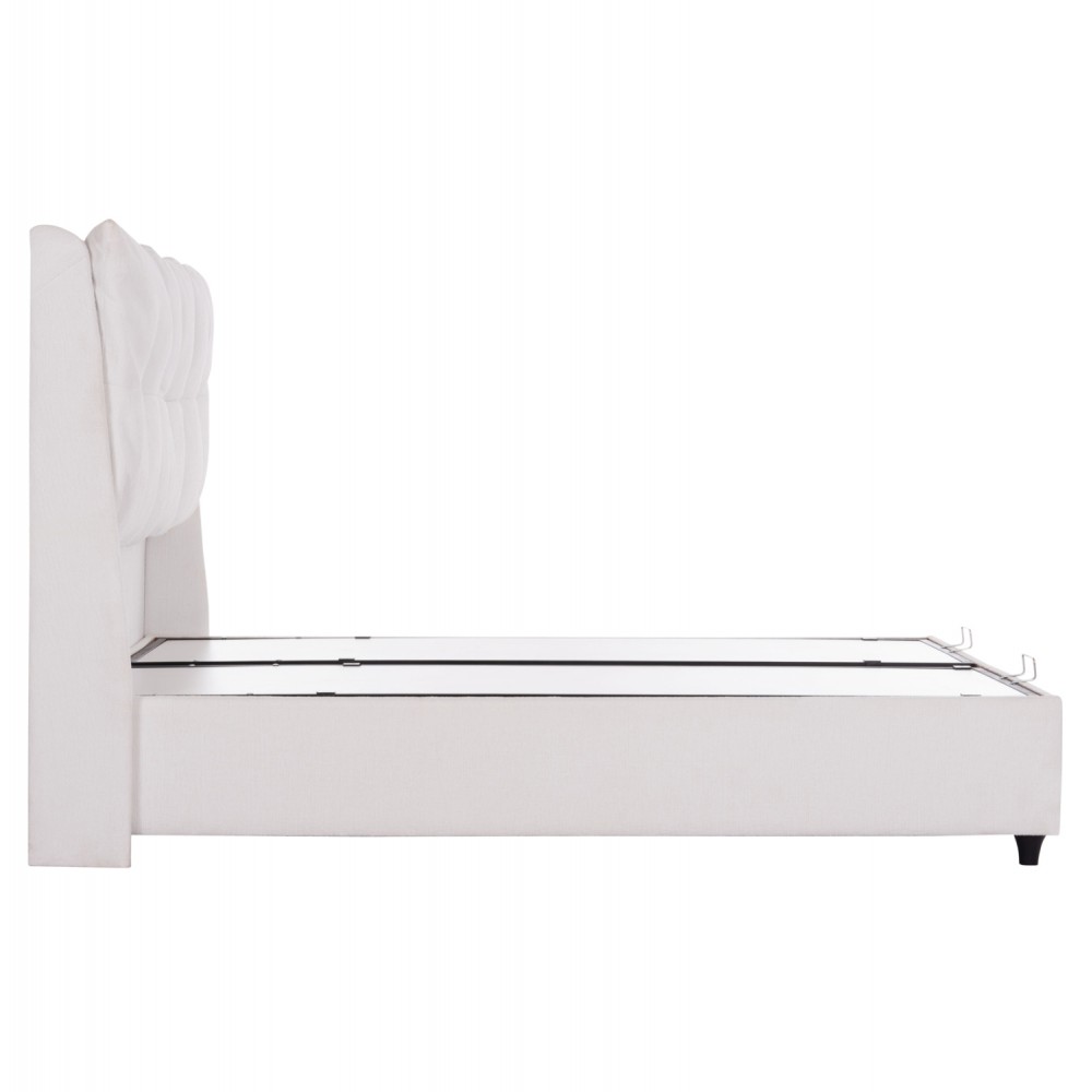 Κρεβάτι διπλό "DREAMLET" με αποθηκευτικό χώρο από ύφασμα μπουκλέ σε χρώμα λευκό 160x200