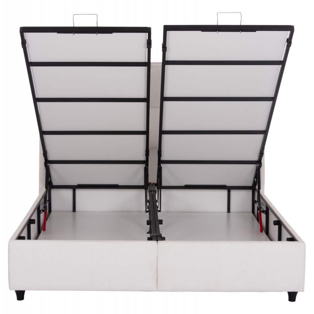 Κρεβάτι διπλό "DREAMLET" με αποθηκευτικό χώρο από ύφασμα μπουκλέ σε χρώμα λευκό 160x200