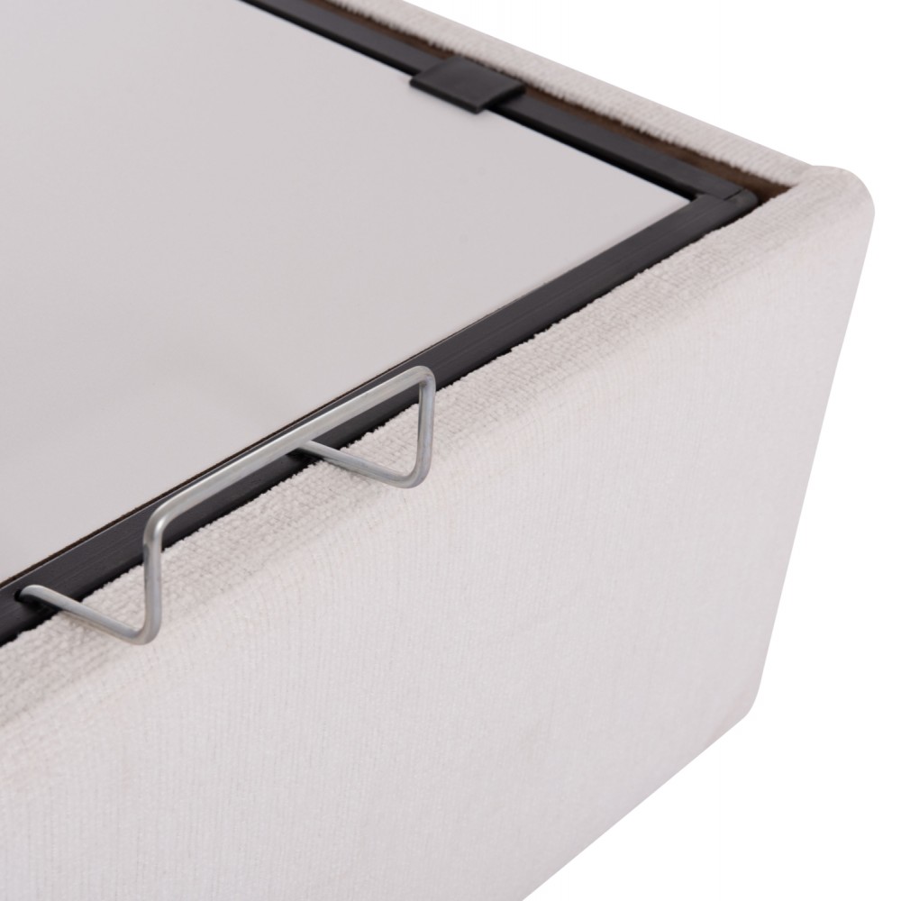 Κρεβάτι διπλό "DREAMLET" με αποθηκευτικό χώρο από ύφασμα μπουκλέ σε χρώμα λευκό 160x200