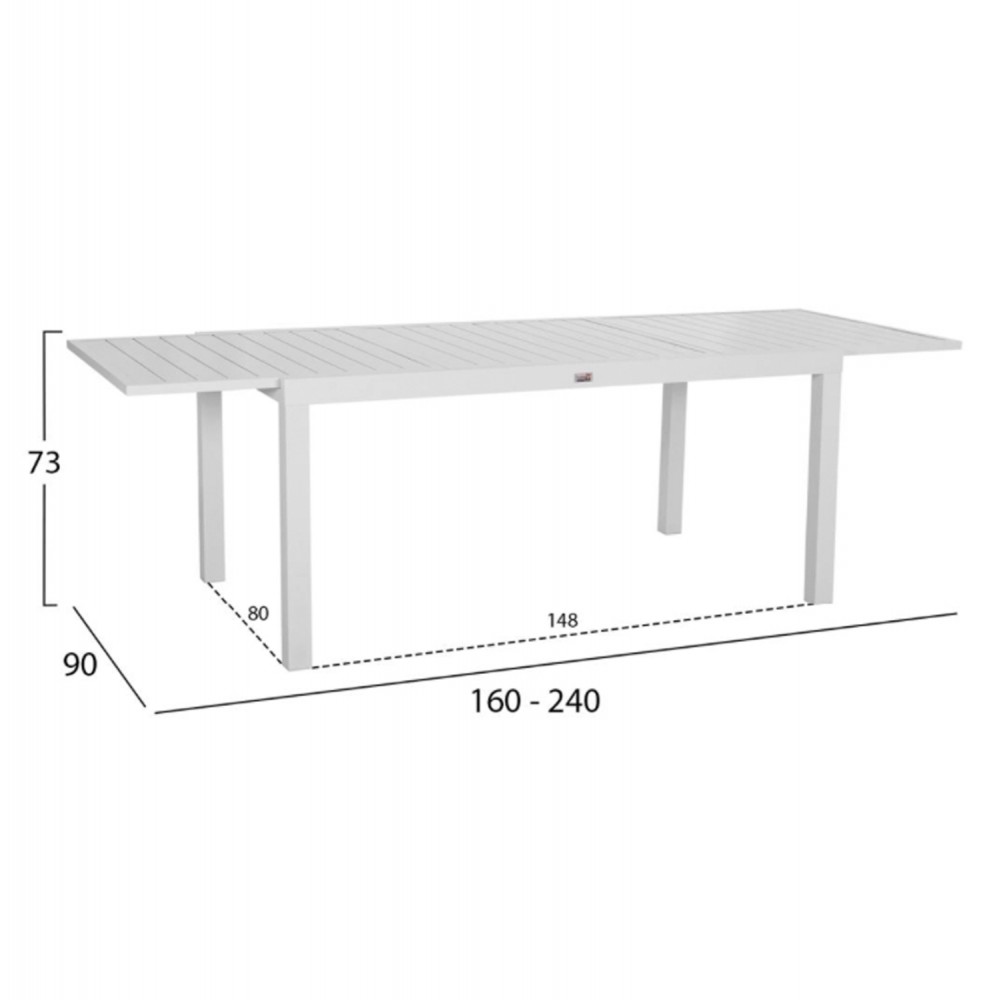 Σετ τραπεζαρίας "KRUM" 5τμχ από αλουμίνιο/rattan σε χρώμα λευκό/μπεζ 160-240x90x73