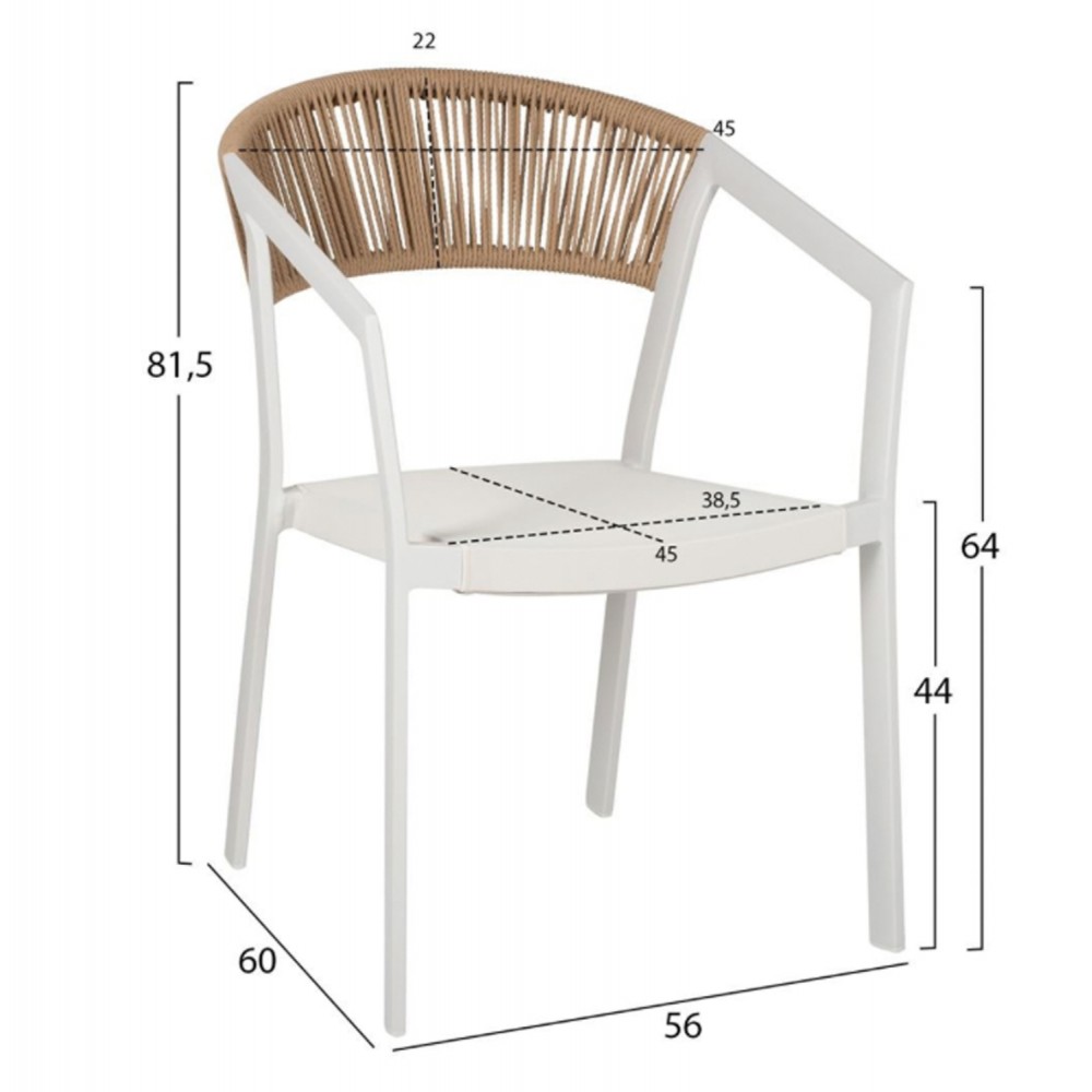 Σετ τραπεζαρίας "KRUM" 5τμχ από αλουμίνιο/rattan σε χρώμα λευκό/μπεζ 160-240x90x73