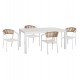 Σετ τραπεζαρίας "KRUM" 5τμχ από αλουμίνιο/rattan σε χρώμα λευκό/μπεζ 160-240x90x73