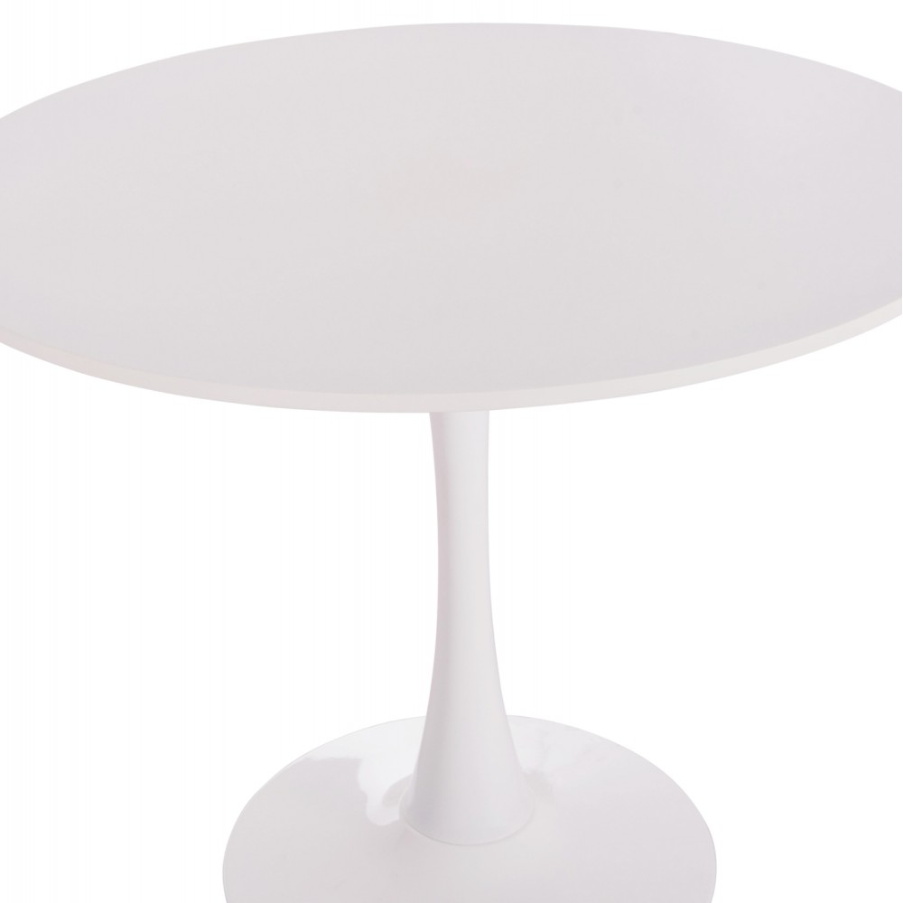 Τραπέζι τραπεζαρίας "BROLIN" από μέταλλο/mdf σε χρώμα λευκό Φ90x73