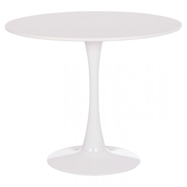 Τραπέζι τραπεζαρίας "BROLIN" από μέταλλο/mdf σε χρώμα λευκό Φ90x73