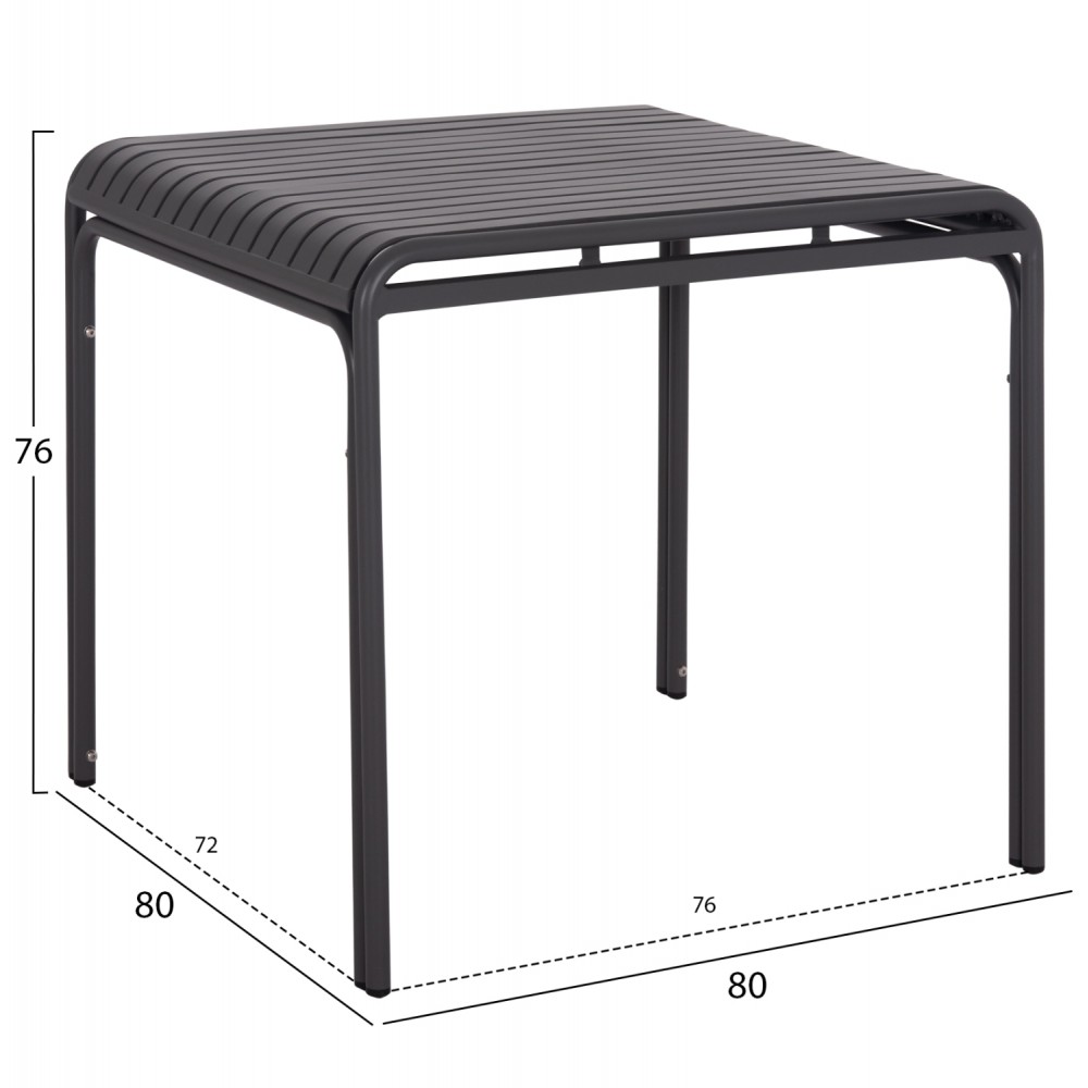 Τραπέζι "RACHEL" από αλουμίνιο σε χρώμα γκρι 80x80x76