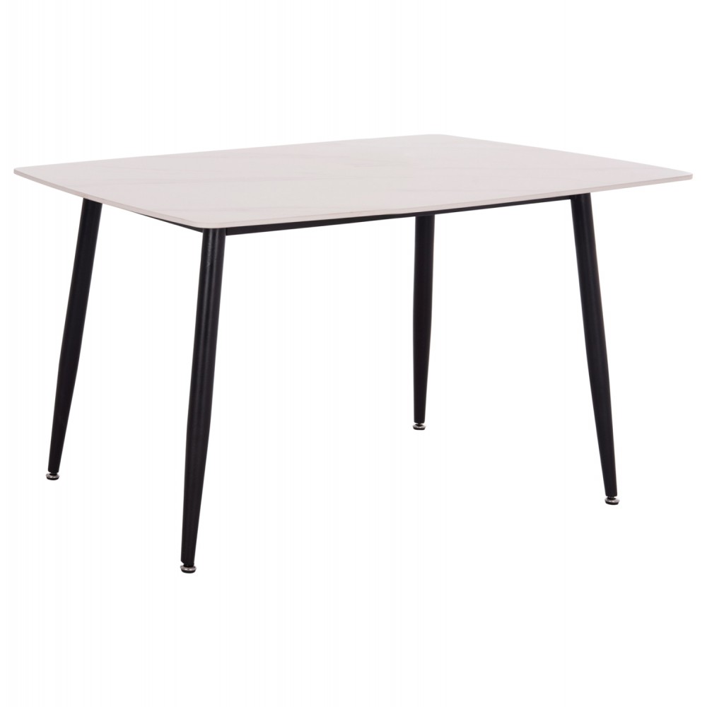 Τραπέζι τραπεζαρίας "RAVEN" από μέταλλο/κεραμικό μαύρο/λευκό μαρμάρου 140x80x74