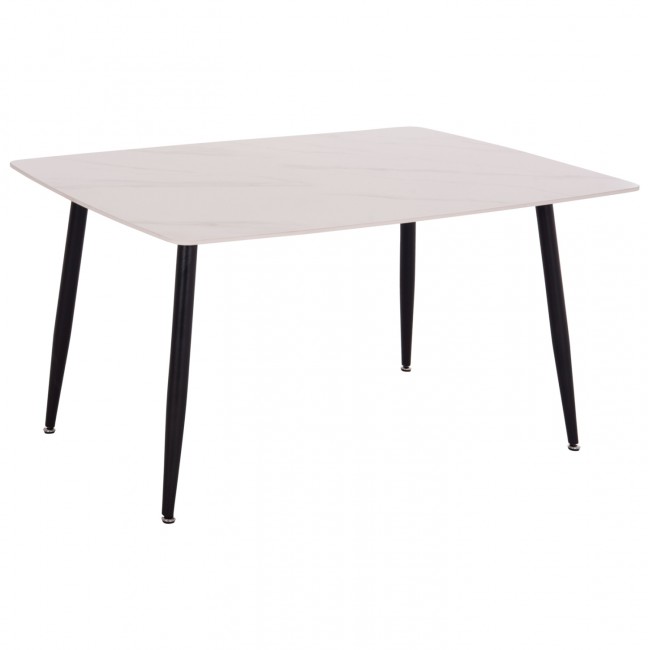 Τραπέζι τραπεζαρίας "RAVEN" από μέταλλο/κεραμικό μαύρο/λευκό μαρμάρου 140x80x74