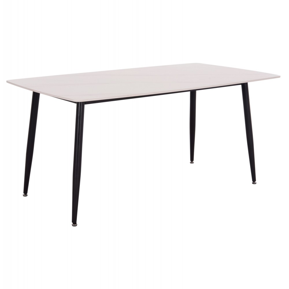 Τραπέζι τραπεζαρίας "RAVEN" από μέταλλο/κεραμικό μαύρο/λευκό μαρμάρου 160x80x74