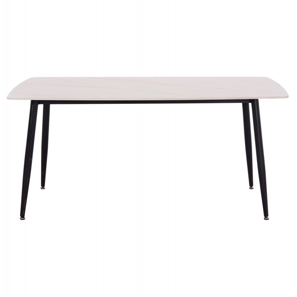 Τραπέζι τραπεζαρίας "RAVEN" από μέταλλο/κεραμικό μαύρο/λευκό μαρμάρου 160x80x74