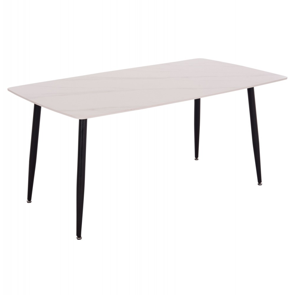 Τραπέζι τραπεζαρίας "RAVEN" από μέταλλο/κεραμικό μαύρο/λευκό μαρμάρου 160x80x74