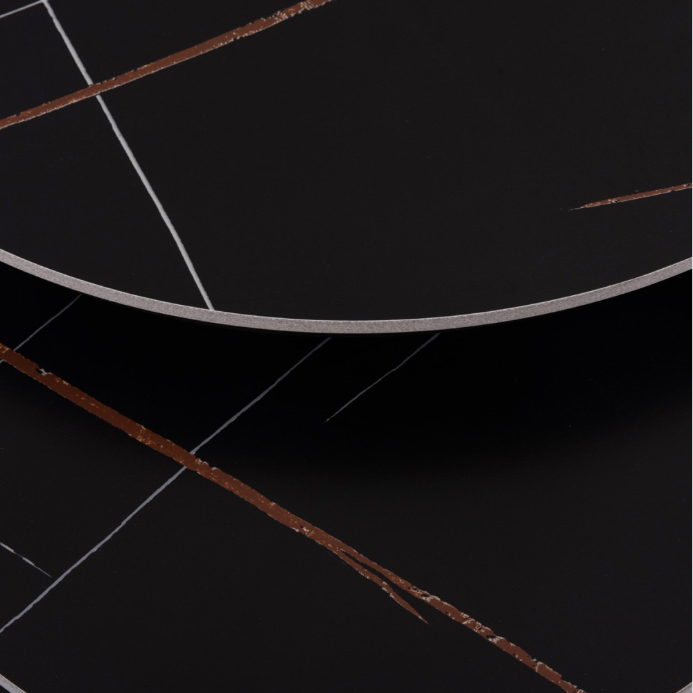 Σετ τραπέζια σαλονιού "TALOS" 2τμχ από μέταλλο/κεραμικό σε χρώμα μαύρο μαρμάρου Φ70x45.5