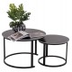 Σετ τραπέζια σαλονιού "TALOS" 2τμχ από μέταλλο/κεραμικό σε χρώμα μαύρο μαρμάρου Φ70x45.5