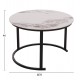 Σετ τραπέζια σαλονιού "TALOS" 2τμχ από μέταλλο/κεραμικό σε χρώμα μαύρο/λευκό-καφέ μαρμάρου Φ70x45.5