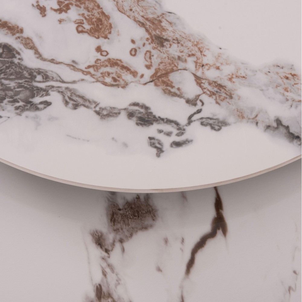 Σετ τραπέζια σαλονιού "TALOS" 2τμχ από μέταλλο/κεραμικό σε χρώμα μαύρο/λευκό-καφέ μαρμάρου Φ70x45.5