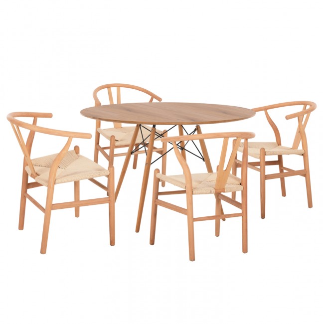 Σετ τραπεζαρίας "BRAVE" 5τμχ από ξύλο/mdf σε χρώμα φυσικό Φ120x75