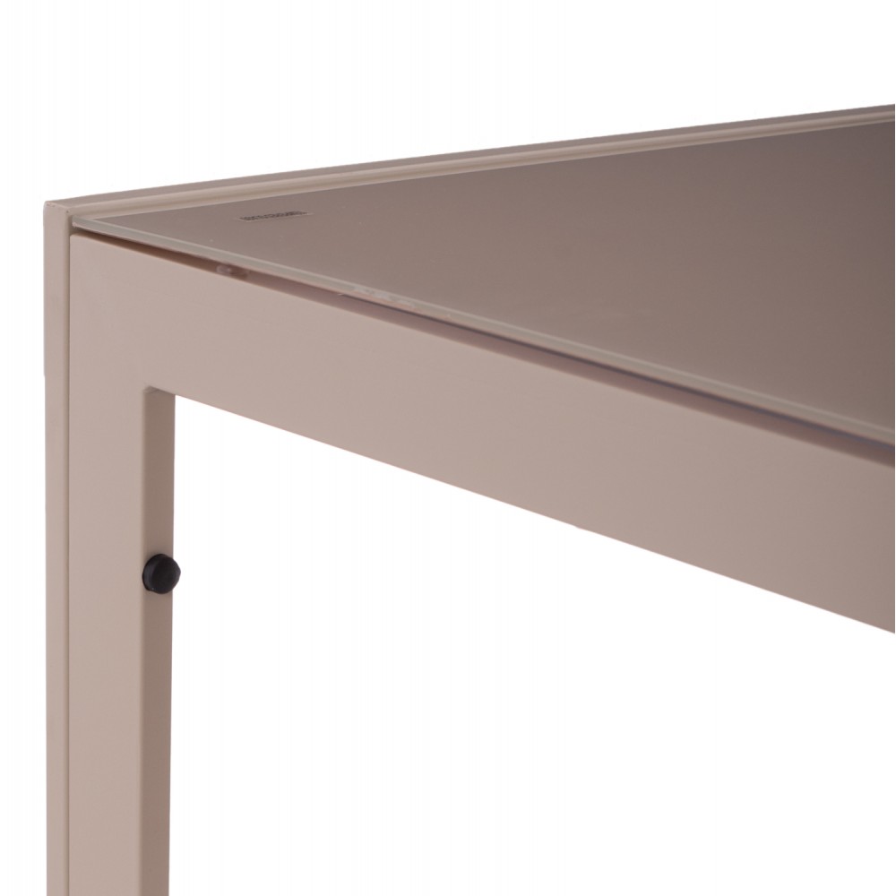 Σετ τραπεζαρίας "OFER" 5τμχ από μέταλλο/γυαλί/textilene σε χρώμα καπουτσίνο 150x90x75