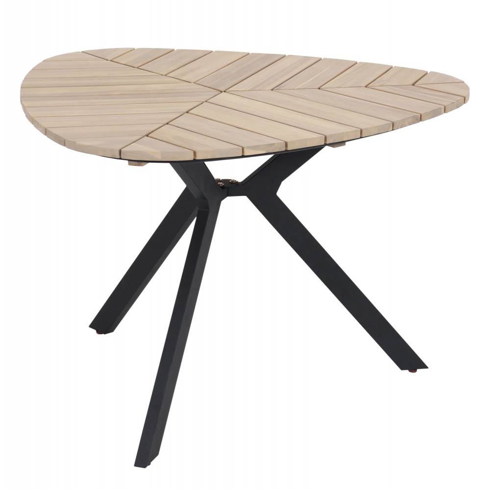 Τραπέζι εξωτερικού χώρου "TRADEN" από ξύλο/μέταλλο σε χρώμα φυσικό/μαύρο Φ120x73