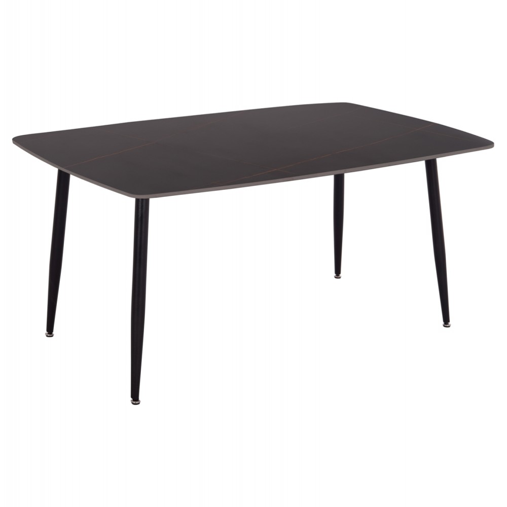 Τραπέζι τραπεζαρίας "RAVEN" από μέταλλο/κεραμικό μαύρο/μαύρο μαρμάρου 160x80x74