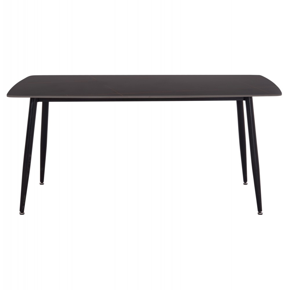 Τραπέζι τραπεζαρίας "RAVEN" από μέταλλο/κεραμικό μαύρο/μαύρο μαρμάρου 160x80x74