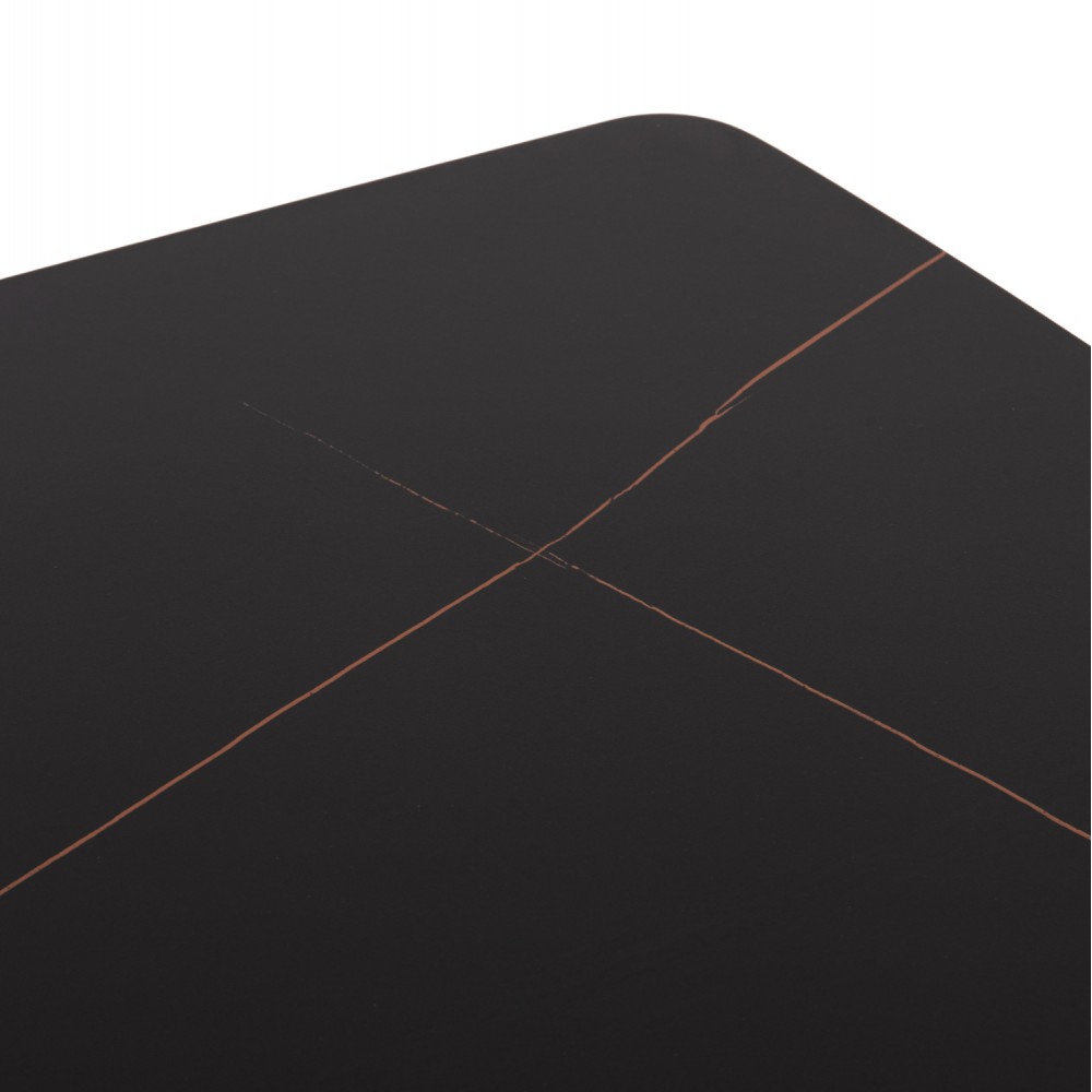 Τραπέζι τραπεζαρίας "RAVEN" από μέταλλο/κεραμικό μαύρο/μαύρο μαρμάρου 160x80x74