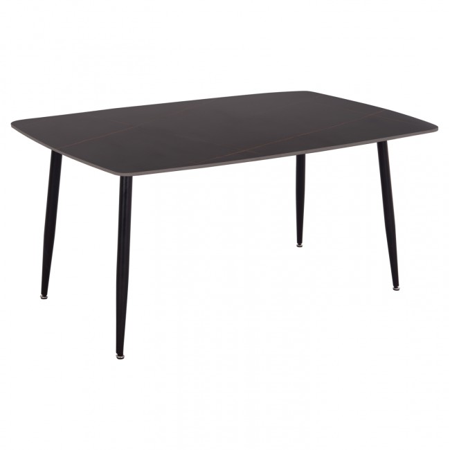 Τραπέζι τραπεζαρίας "RAVEN" από μέταλλο/κεραμικό μαύρο/μαύρο μαρμάρου 160x80x74