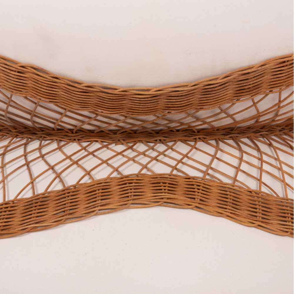 Τραπέζι σαλονιού "ANNA" από fiber cement/rattan σε χρώμα λευκό/φυσικό Φ92x44.5