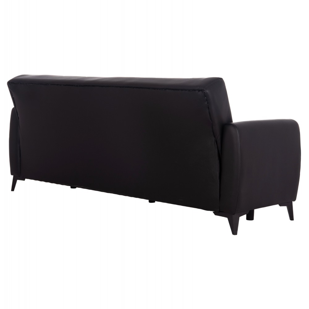 Καναπές-κρεβάτι "NIKKO" τριθέσιος με αποθηκευτικό χώρο από pu σε χρώμα μαύρο 207x80x82