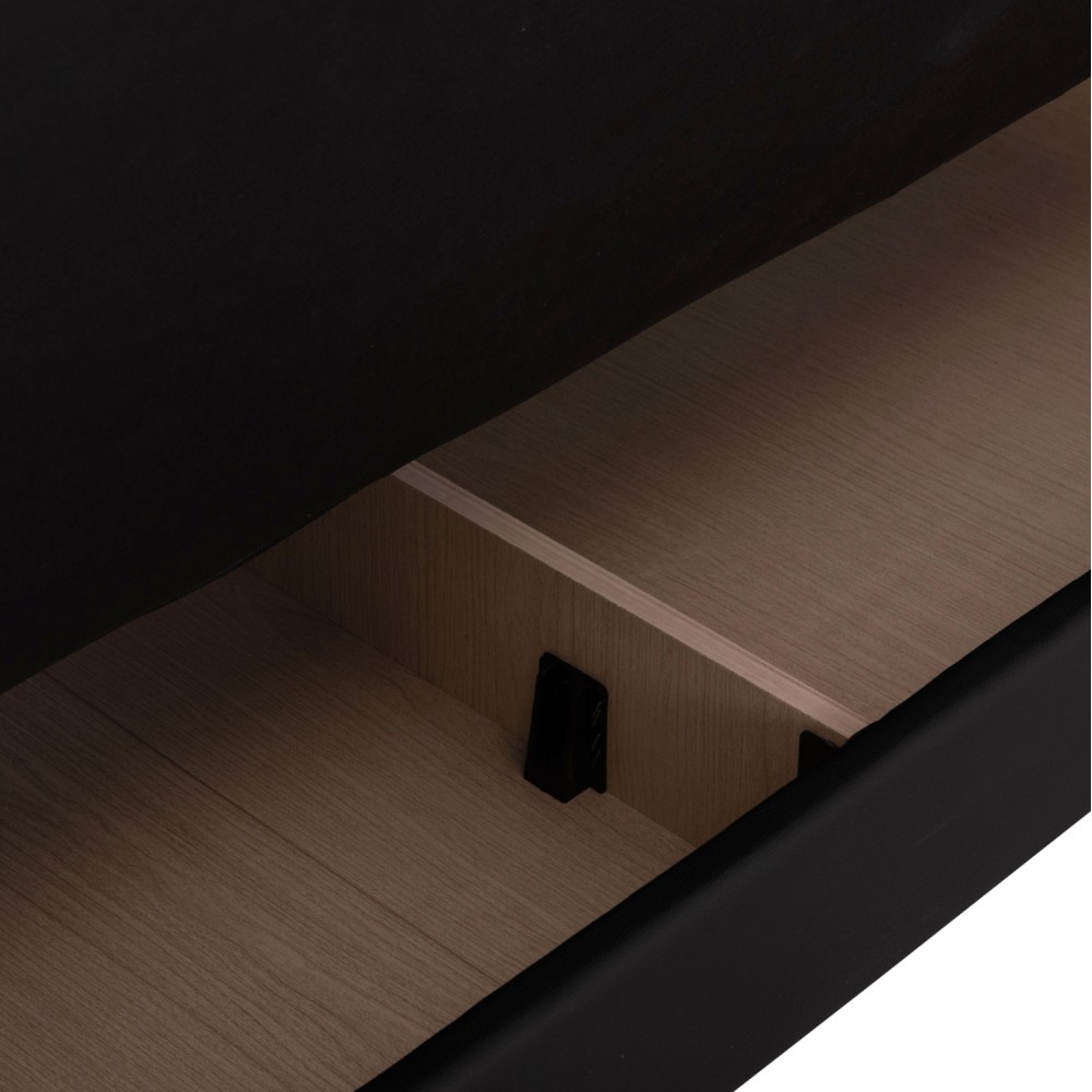 Καναπές-κρεβάτι "NIKKO" τριθέσιος με αποθηκευτικό χώρο από pu σε χρώμα μαύρο 207x80x82