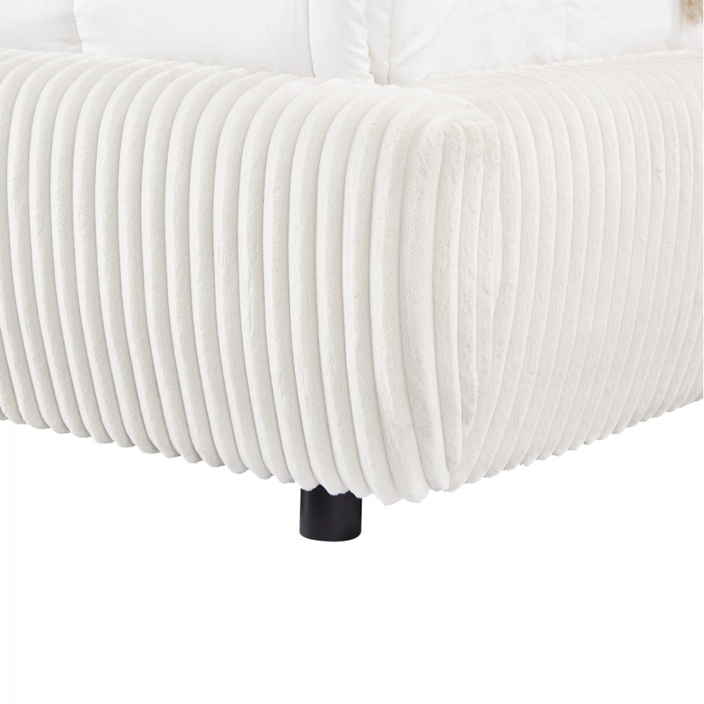 Κρεβάτι διπλό "KALLY" με αποθηκευτικό χώρο από συνθετική γούνα σε χρώμα μπεζ 160x200