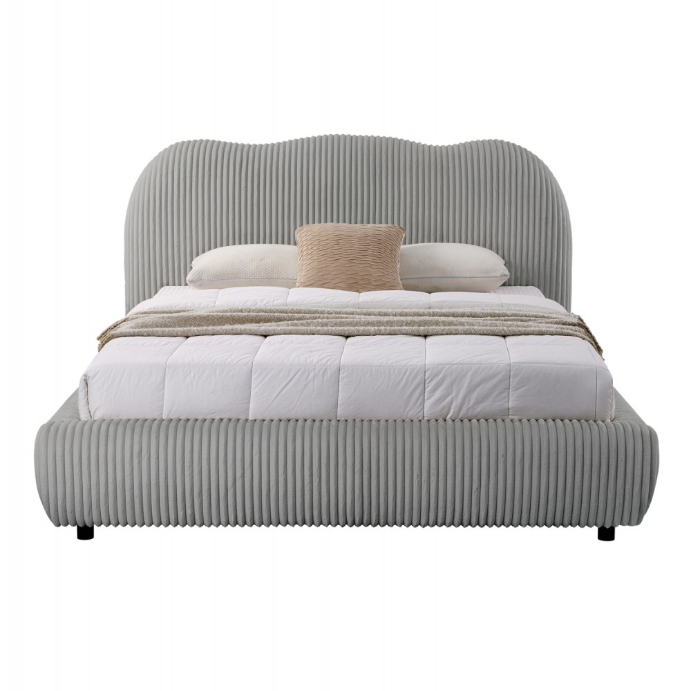 Κρεβάτι διπλό "KALLY" με αποθηκευτικό χώρο από συνθετική γούνα σε χρώμα γκρι 160x200