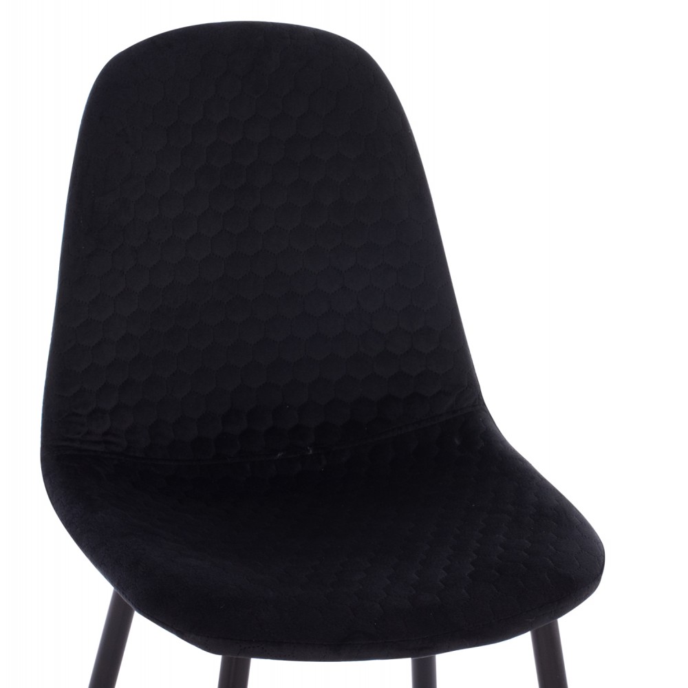 Σετ τραπεζαρίας 5τμχ "BROLIN" από mdf/βελούδο σε χρώμα μαύρο Φ90x73