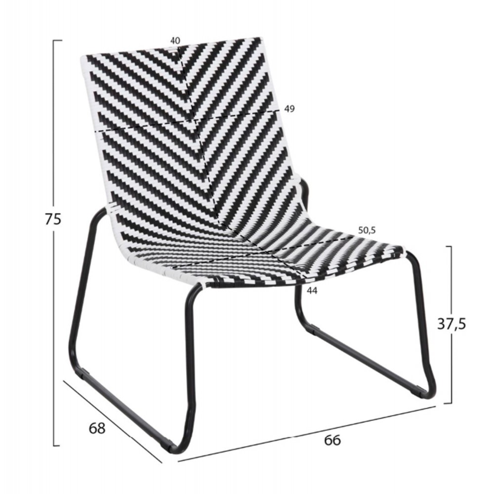 Σετ lounge 3τμχ "PONY" από μέταλλο/rattan σε χρώμα λευκό/μαύρο Φ40x50