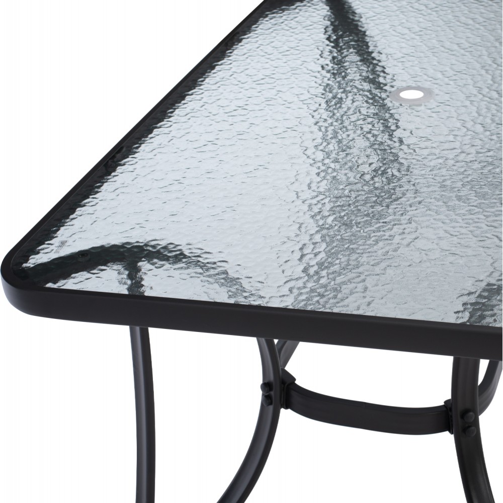 Σετ τραπεζαρίας "MORNER" από μέταλλο/rattan σε χρώμα γκρι 120x70x72